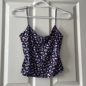 Gaze blue tank with floral pattern